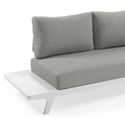 Bolzano loungehoek in wit aluminium met grijs weather+ softtouch kussens