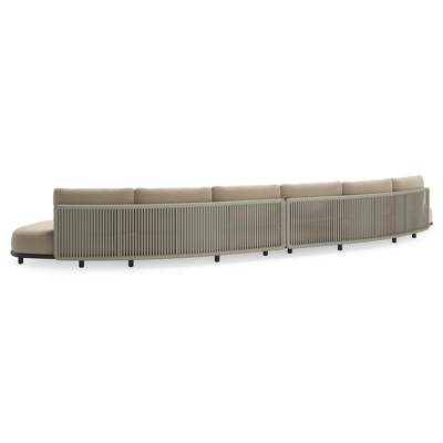 Lomano loungebank in zwart aluminium en beige verticaal geweven luxe vlakke rope met Althea Chalk all weather cosytica