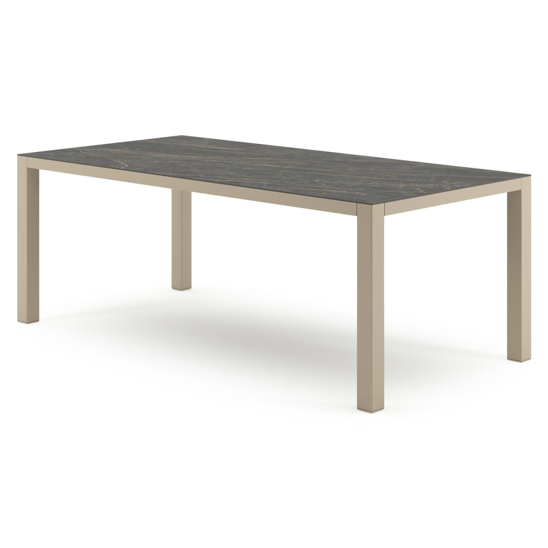 Como tuintafel rechthoekig in beige aluminium en volkeramiek Black Obsession - L 200 x B 100 x H 73 cm