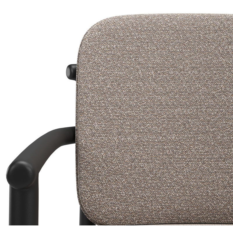 Bono stapelbare tuinstoel in zwart aluminium met stoelkussen in All Weather Sunbrella® Luxe Wander Manioc