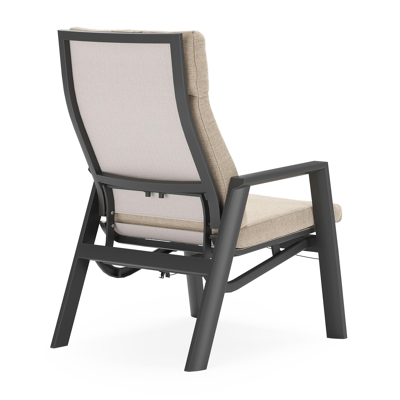 Fauteuil de jardin Prato en aluminium noir et coussins en Weather+ Softtouch Rustic