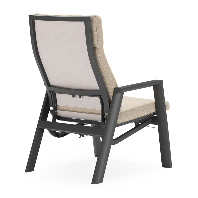 Prato loungestoel in zwart aluminium met Rustic Weather+ Softtouch kussen