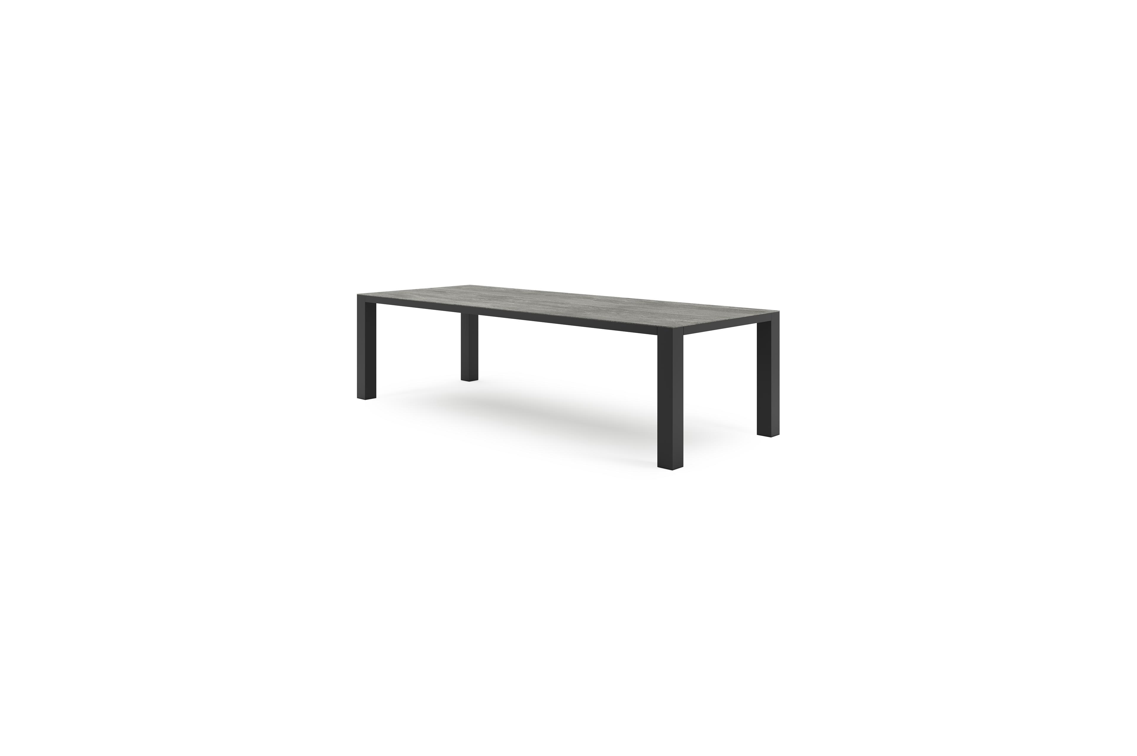 Nano tuintafel in zwart aluminium en volkeramiek aspen grey - L 280 x B 110 x H 75 cm