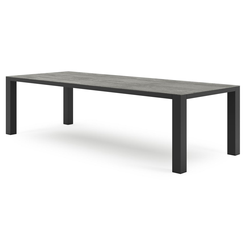 Nano tuintafel in zwart aluminium en volkeramiek aspen grey - L 280 x B 110 x H 75 cm