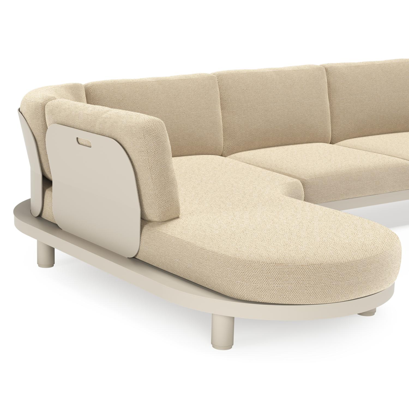 Donato loungehoek in beige aluminium met althea camel all weather cosytica kussen