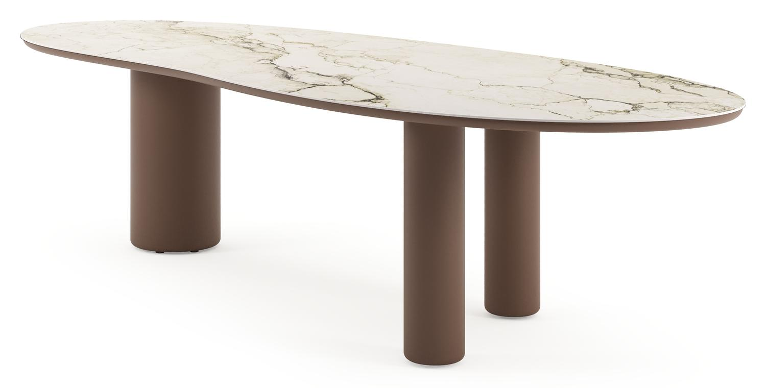 Amico tuintafel organisch in taupe aluminium en volkeramiek Colorado Dunes - L 320 x B 120 x H 73.5 cm