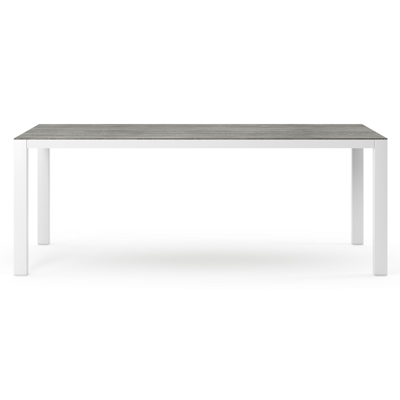 Como tuintafel in wit aluminium en volkeramiek aspen grey - L 200 x B 100 x H 75 cm