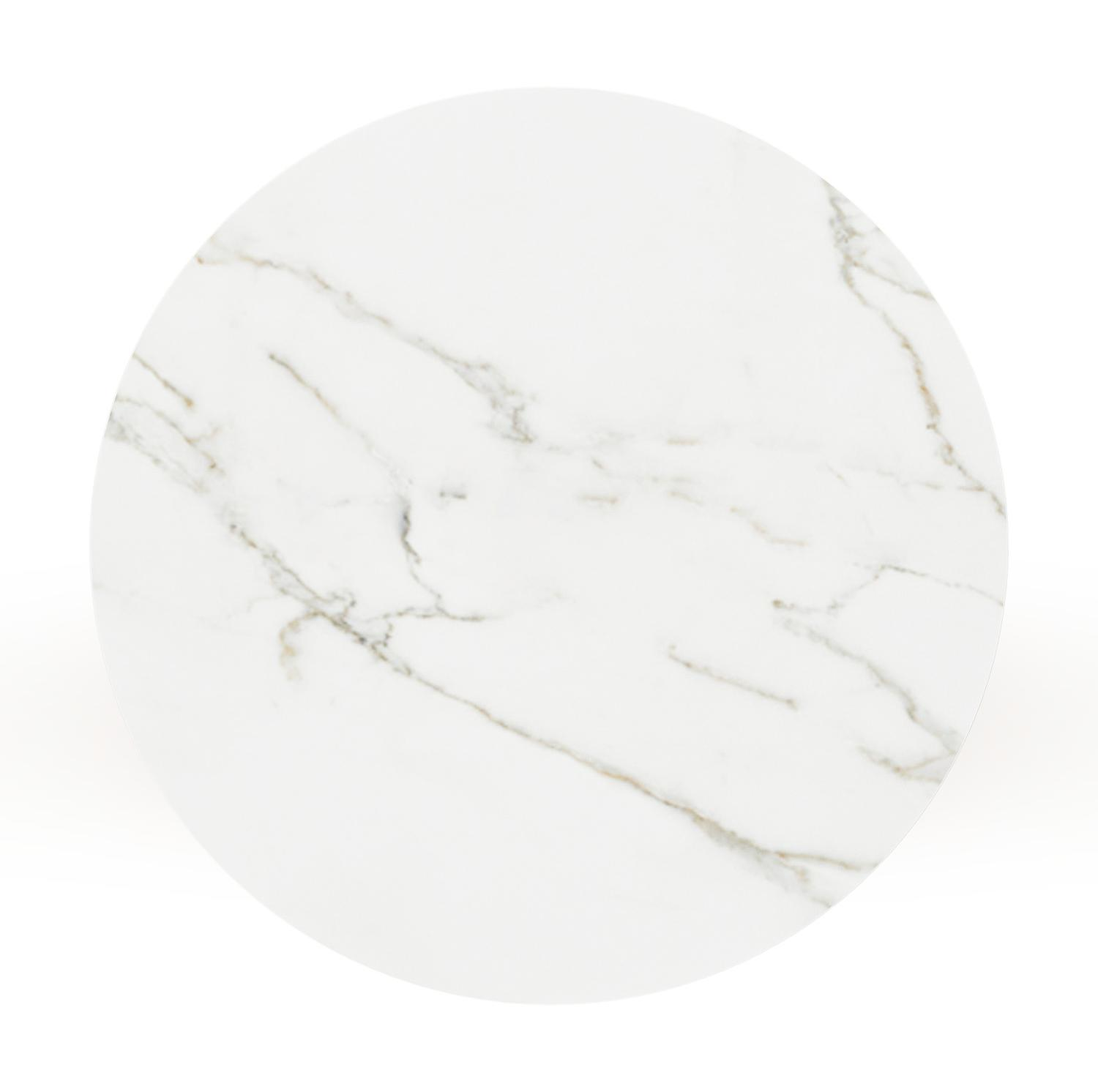 Bomero loungetafel rond in teak en volkeramiek Calacatta - Dia. 85 x H 25 cm