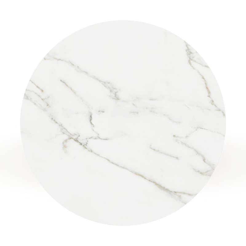 Bomero loungetafel rond in teak en volkeramiek Calacatta - Dia. 85 x H 25 cm