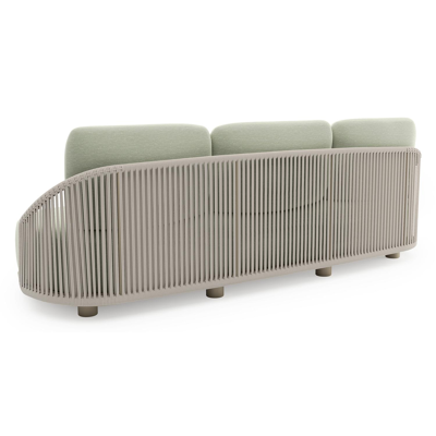 Vadelo loungebank in beige aluminium en beige verticaal geweven ronde rope met slow spirea all weather sunbrella® luxe kussen