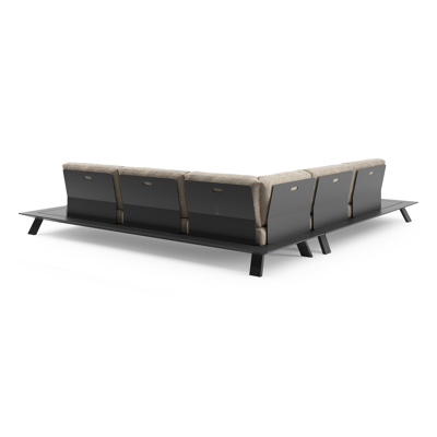 Salon de jardin d'angle Cesano en aluminium noir et coussin en all weather Cosytica bora jungle