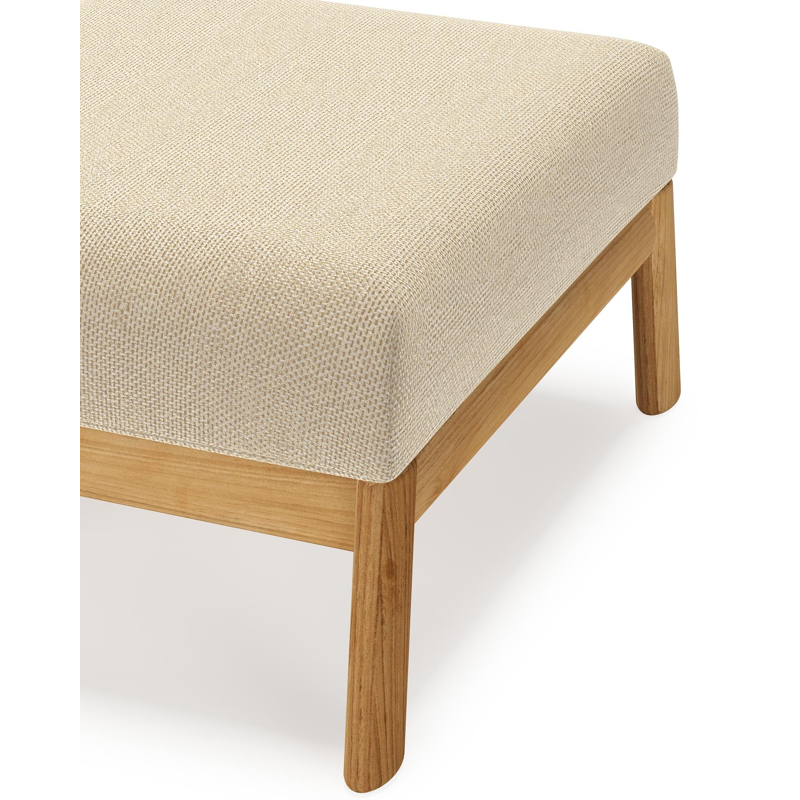 Amaro poef in teak met althea camel all weather cosytica kussen