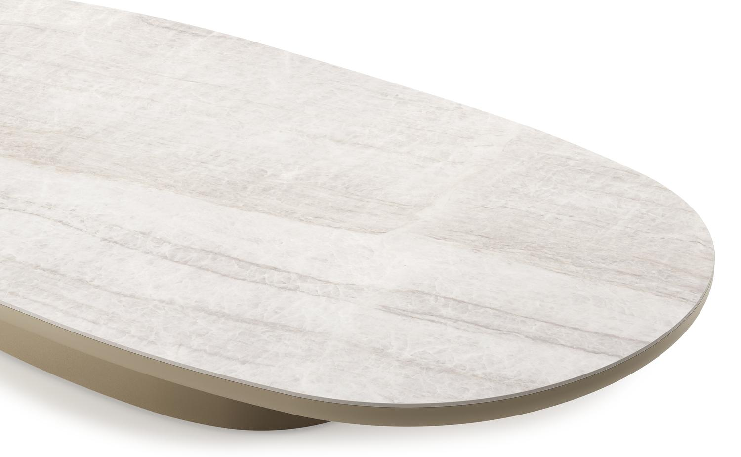 Amico loungetafel bombo in beige aluminium en volkeramiek Taj Mahal - L 171 x B 89 x H 24 cm