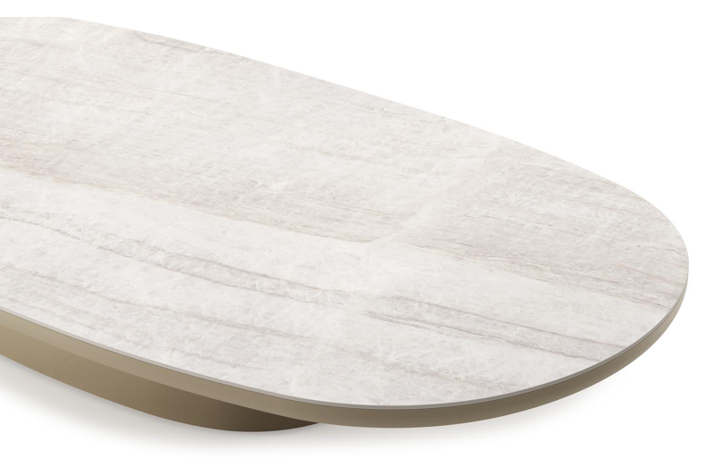 Amico loungetafel bombo in beige aluminium en volkeramiek Taj Mahal - L 171 x B 89 x H 24 cm