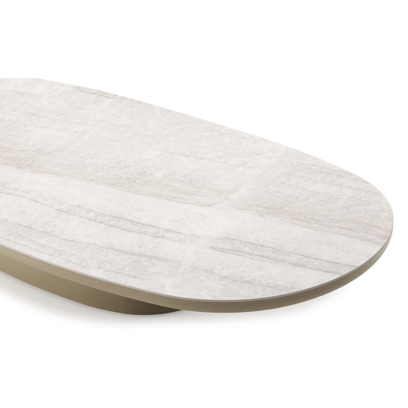 Amico loungetafel bombo in beige aluminium en volkeramiek Taj Mahal - L 171 x B 89 x H 24 cm