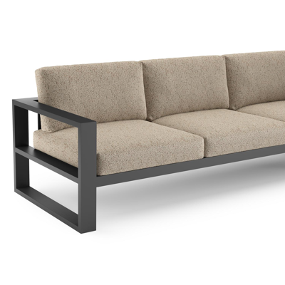 Verato loungehoek in zwart aluminium met bora jungle all weather cosytica kussen