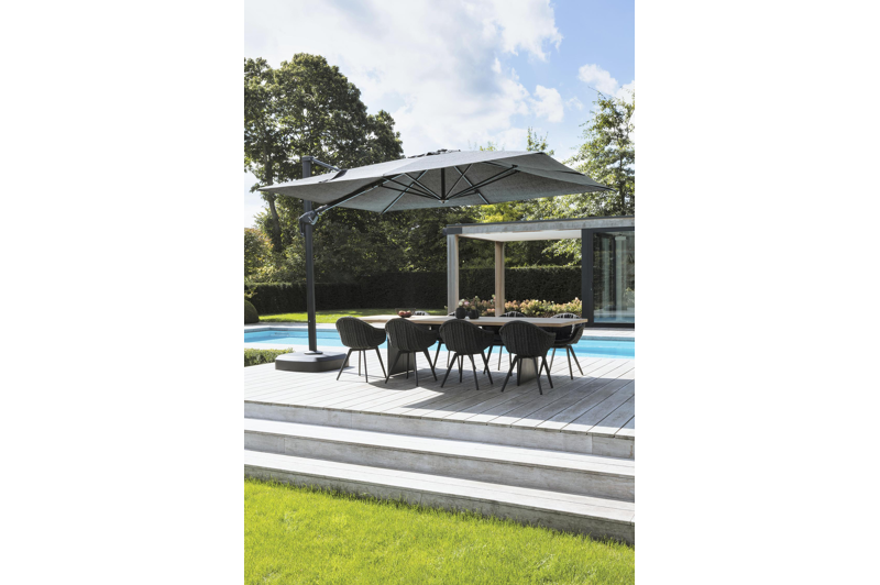 Minore parasolmast met tiltfunctie in zwart aluminium - L1 280 x L2: 370 cm (zonder voet)