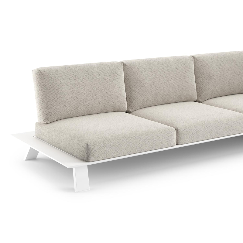 Canapé de jardin Cesano en aluminium blanc et coussin en all weather Solica firenze natural