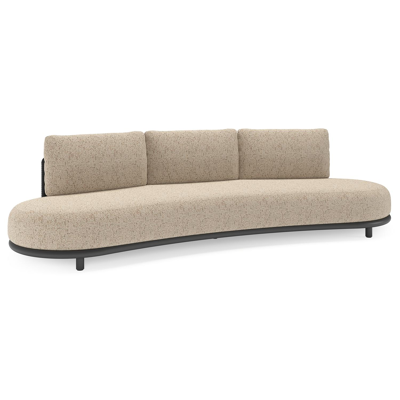 Lomano loungebank in zwart aluminium en zwart verticaal geweven luxe vlakke rope met bora jungle all weather cosytica kussen