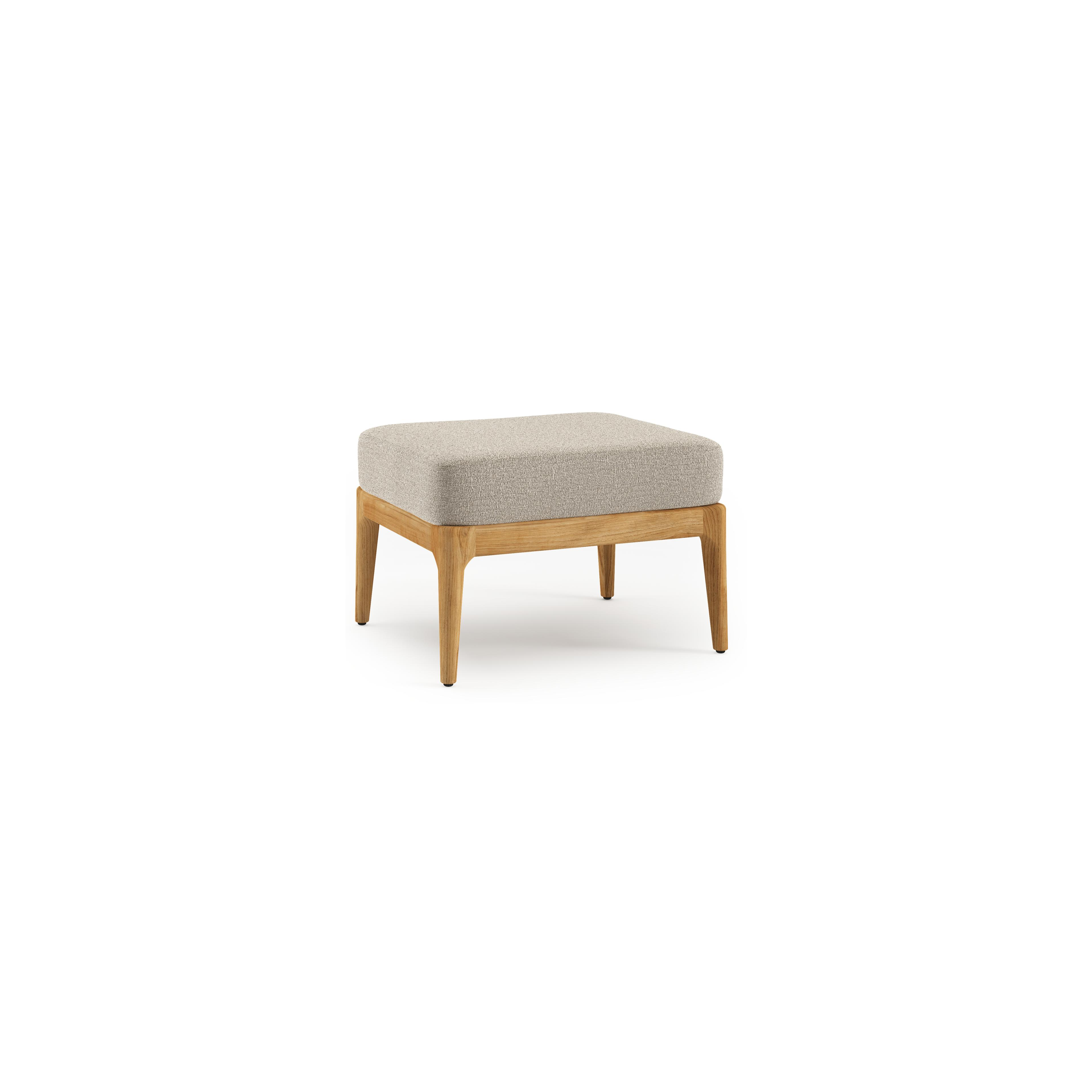 Orso poef in teak met Catania Sand all weather cosytica kussen