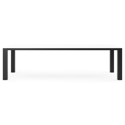 Nano tuintafel rechthoekig in zwart aluminium en volkeramiek Arctic White - L 280 x B 110 x H 75 cm