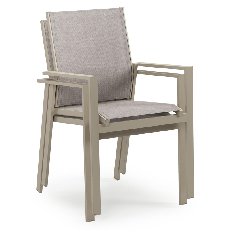 Bahia tuinstoel in beige aluminium en beige single textilene