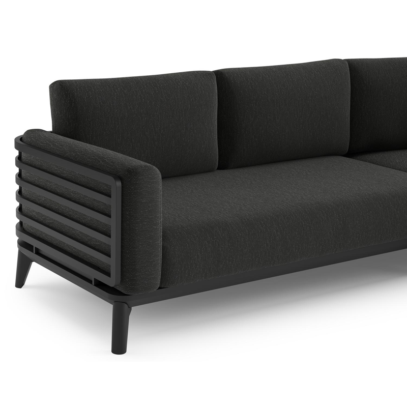 Mosa loungehoek in zwart aluminium met sky black weather+ softtouch kussens en loungetafel