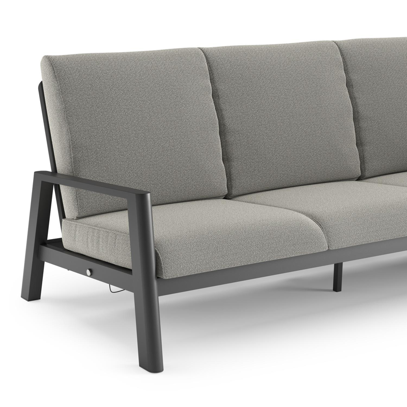 Cirello loungebank in zwart aluminium met savane tunder all weather sunbrella® luxe kussen