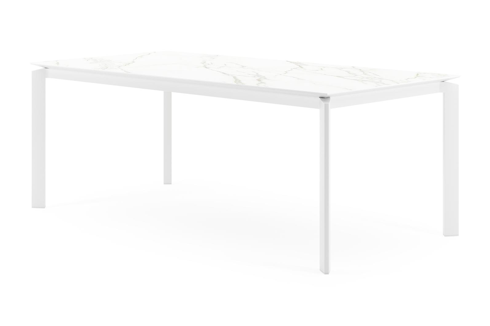 Cirello tuintafel in wit aluminium en volkeramiek calacatta - L 200 x B 100 x H 75 cm