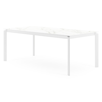 Cirello tuintafel in wit aluminium en volkeramiek calacatta - L 200 x B 100 x H 75 cm