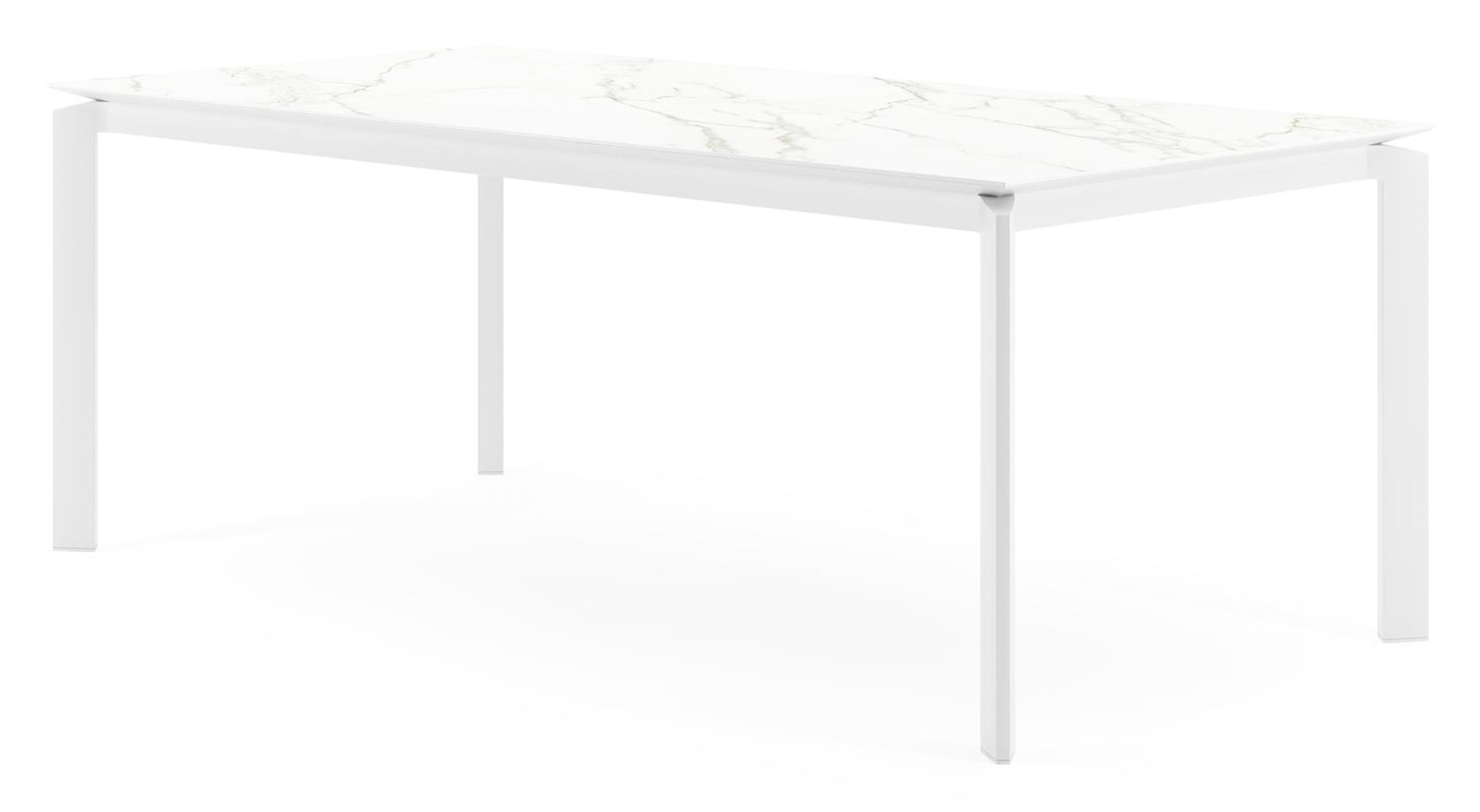 Cirello tuintafel in wit aluminium en volkeramiek calacatta - L 200 x B 100 x H 75 cm