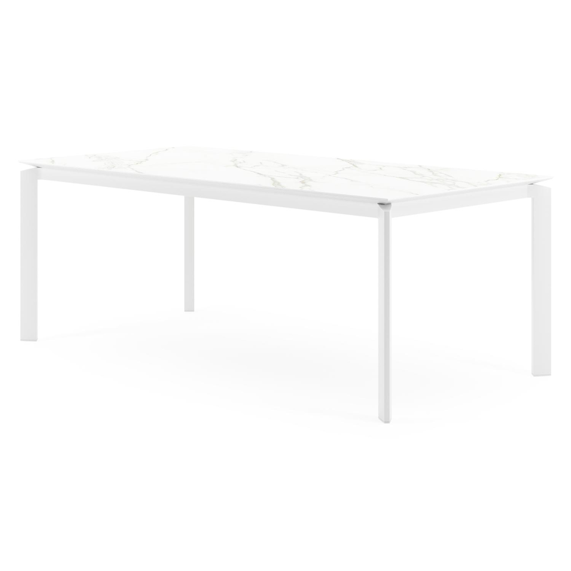 Cirello tuintafel in wit aluminium en volkeramiek calacatta - L 200 x B 100 x H 75 cm