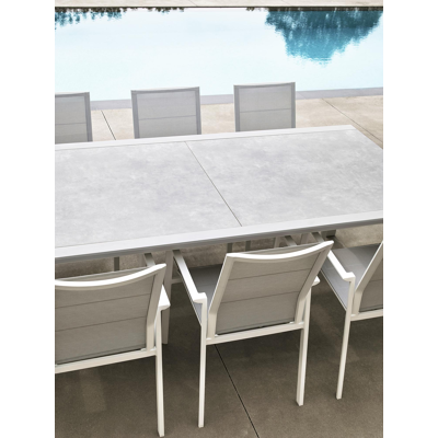 Ceramo verlengbare tuintafel in wit aluminium met tafelblad in volkeramiek - L 220 x B 106 cm