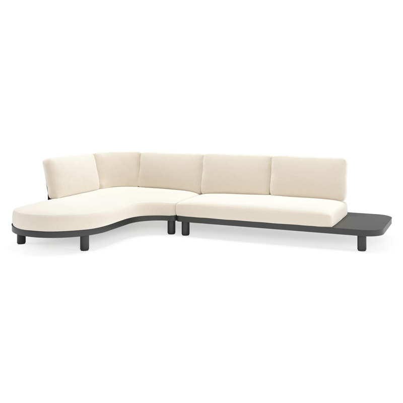 Donato loungehoek in zwart aluminium met all weather cosytica Althea Off White kussen