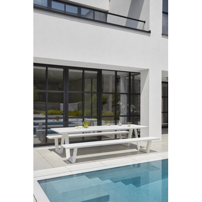 Sevilla picknicktafel in wit aluminium - L 280 x B 175,5 x H 71 cm