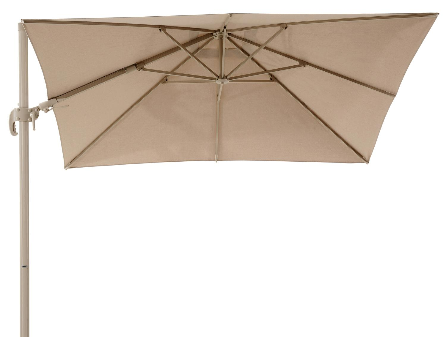 Parasol pedant Avola avec fonction tilt en aluminium beige avec toile de parasol en weather+ softtouch rustic - Lg.1 300 x Lg.2 300 cm (sans pied de parasol)
