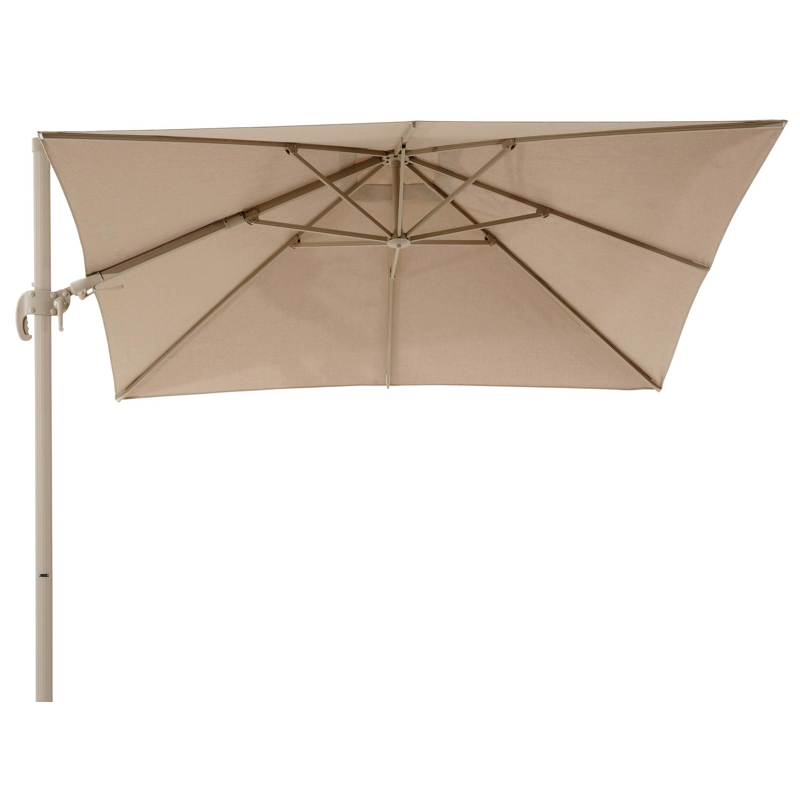 Parasol pedant Avola avec fonction tilt en aluminium beige avec toile de parasol en weather+ softtouch rustic - Lg.1 300 x Lg.2 300 cm (sans pied de parasol)