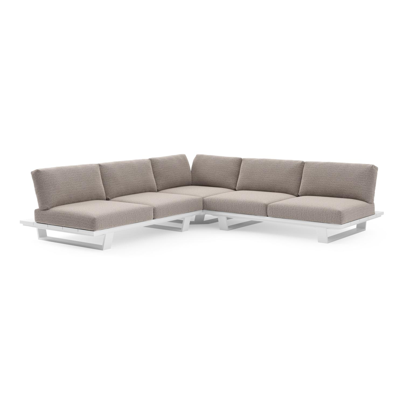 Pagino loungehoek in wit aluminium met wander granite all weather sunbrella® luxe kussen