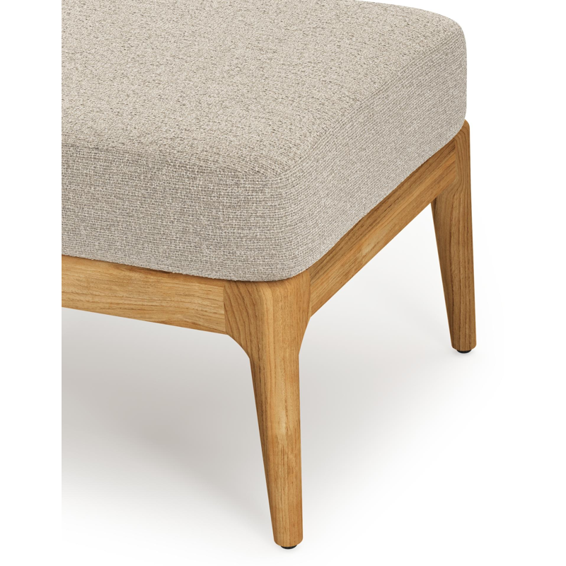 Orso poef in teak met Catania Greige all weather cosytica kussen