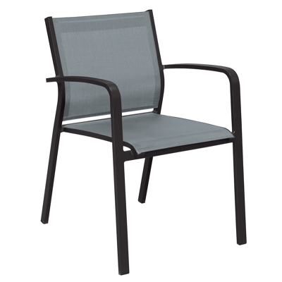 Chaise de jardin empilable Lago noire-grise - aluminium et textilène