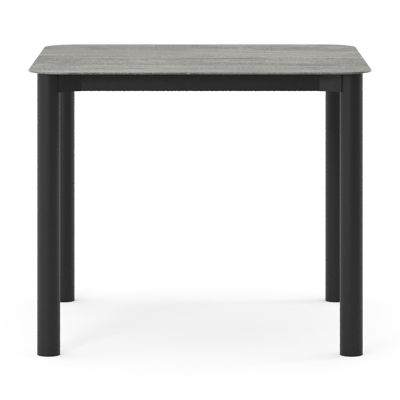 Table de jardin Orso rectangulaire arrondi en aluminium noir et céramique pleine Aspen Grey - Lg. 90 x Lrg. 90 x Haut. 74.5 cm