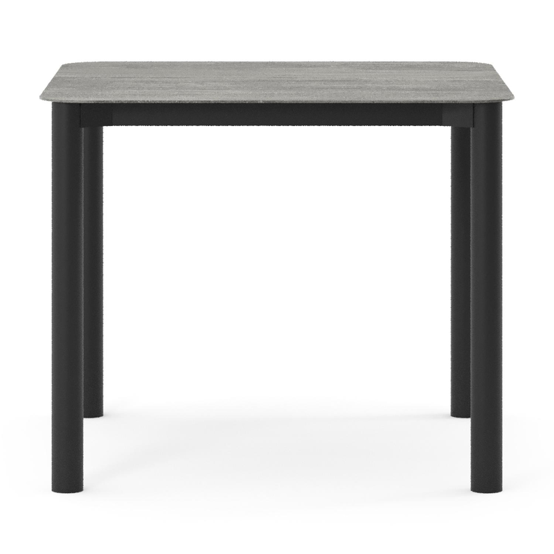 Orso tuintafel rechthoekig afgerond in zwart aluminium en volkeramiek Aspen Grey - L 90 x B 90 x H 74.5 cm