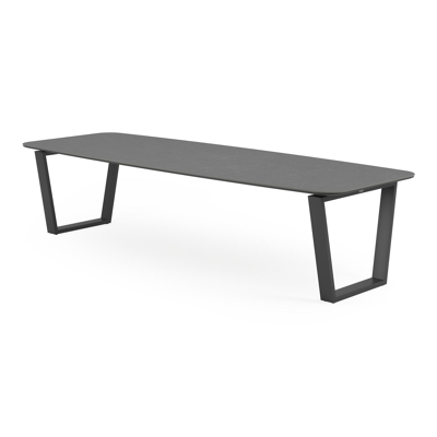 Pagino tuintafel in zwart aluminium en volkeramiek pierre bleue - L 315 x B 115 x H 74 cm