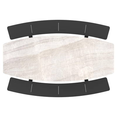 Forno picknicktafel bootvorm in zwart aluminium en volkeramiek Taj Mahal - L 240 x B 181 x H 72 cm