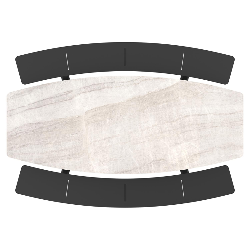 Forno picknicktafel bootvorm in zwart aluminium en volkeramiek Taj Mahal - L 240 x B 181 x H 72 cm