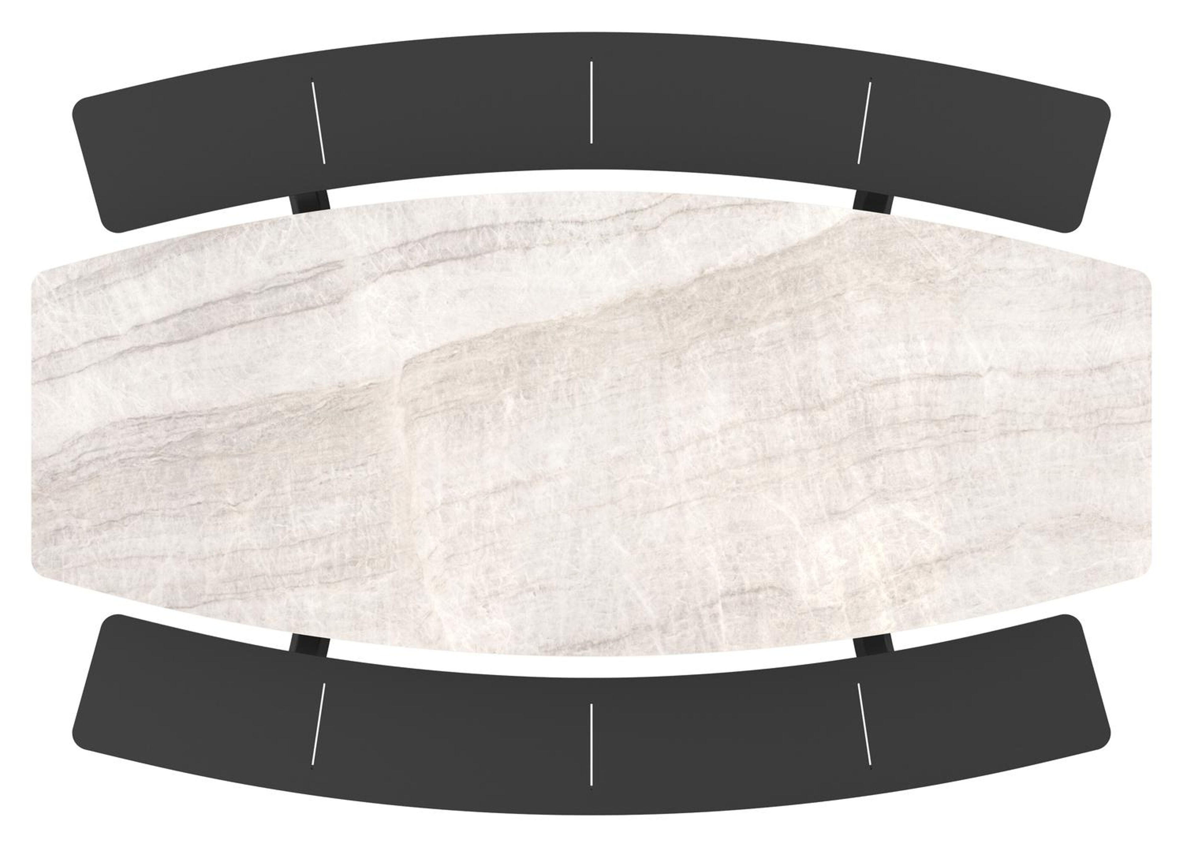 Forno picknicktafel bootvorm in zwart aluminium en volkeramiek Taj Mahal - L 240 x B 181 x H 72 cm