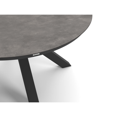 Tora tuinset in zwart aluminium en grijs keramische print tafelblad met 4 Paco tuinstoelen