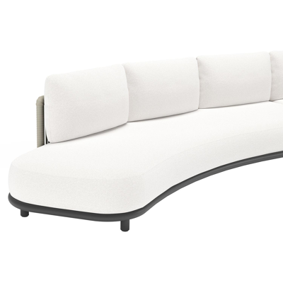 Lomano loungebank in zwart aluminium en beige verticaal geweven luxe vlakke rope met Soul Optik all weather solica