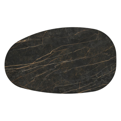 Donato loungetafel organisch in wit aluminium en volkeramiek Black Obsession - L 151 x B 90 x H 25 cm