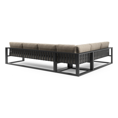 Verato loungehoek in zwart aluminium met bora jungle all weather cosytica kussen